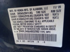 2010 HONDA ODYSSEY, EX-L MODEL, 3.5L, AT, FWD,   A25171
